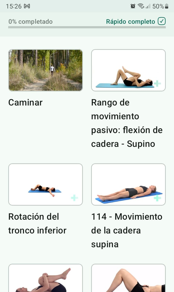 Programa de ejercicios en línea Lumbalgia inespecífica
