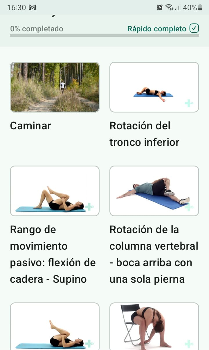 Programa de ejercicios en línea Síndrome facetario lumbar