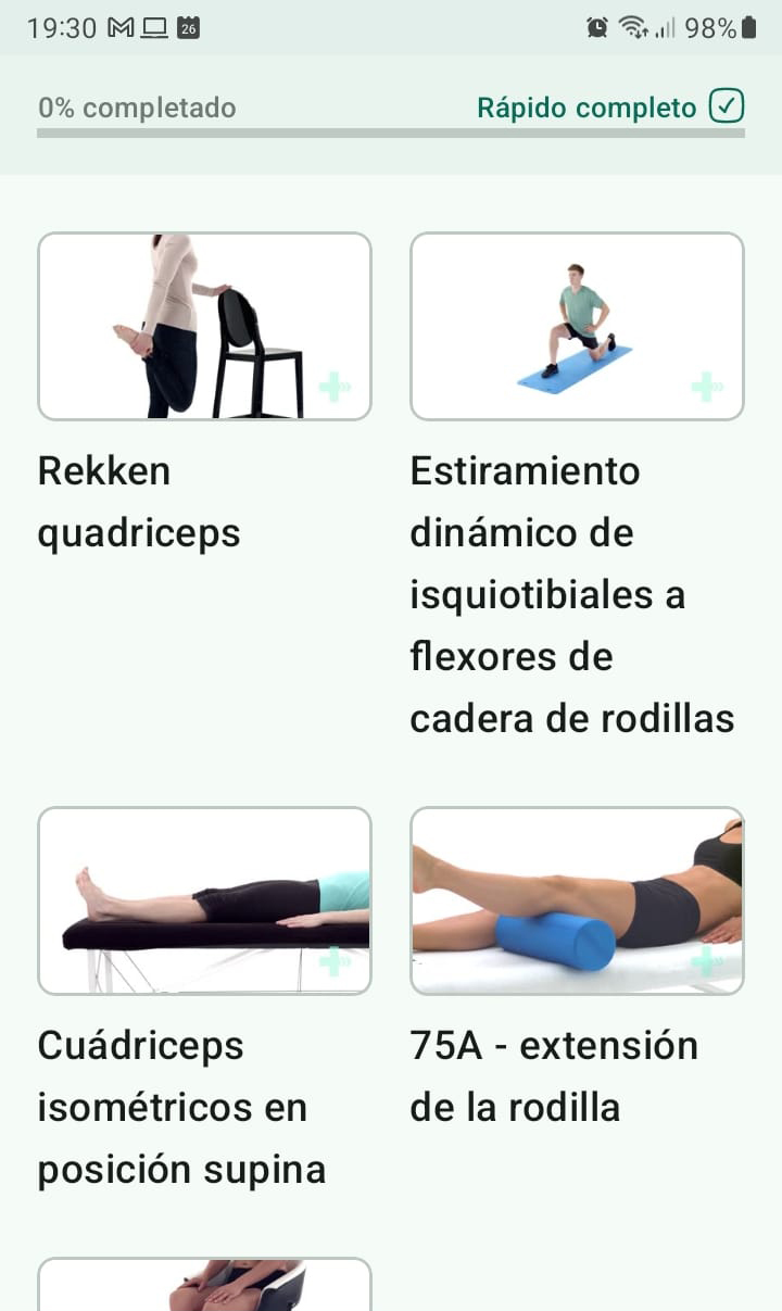 Programa de ejercicios en línea Tendinitis del cuádriceps