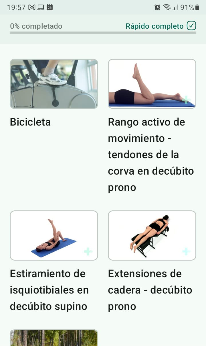 Programa de ejercicios en línea Lesión aguda de isquiotibiales