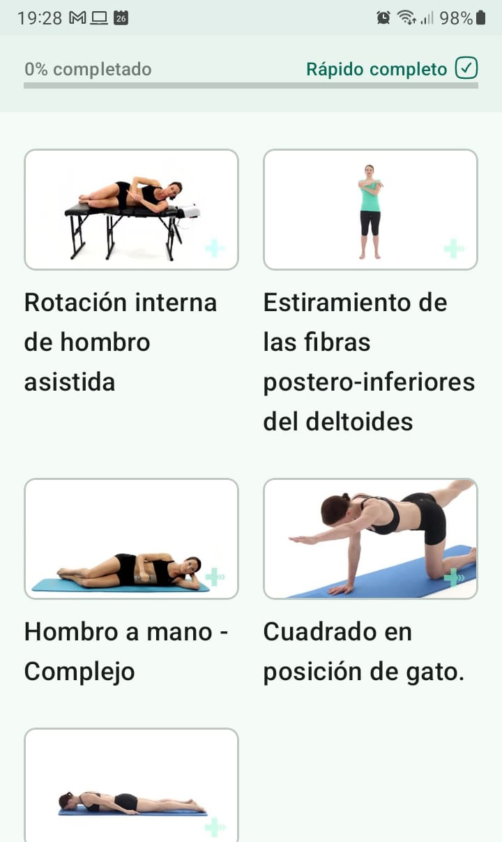 Programa de ejercicios en línea Pinzamiento interno